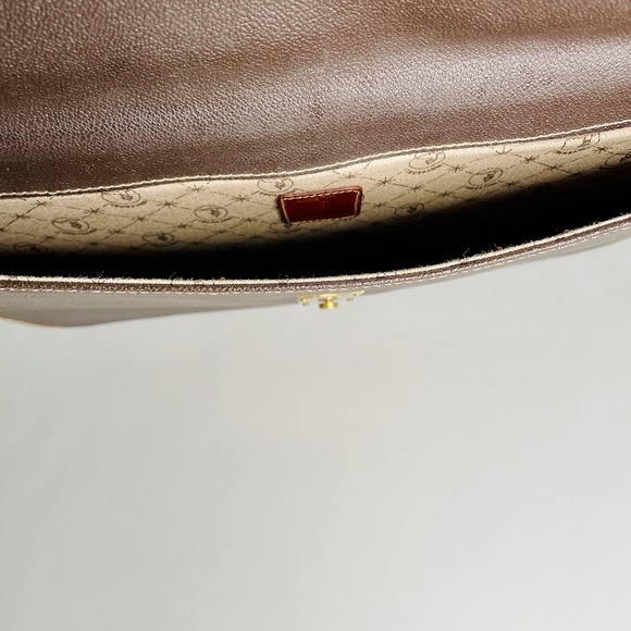 Trussardi Brown Canvas Document Holder Bag Large Case with Lock & Key Vintage - Picture 13 of 16